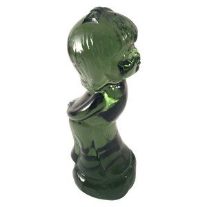 Vintage Fenton Glass Kissing Girl Heritage Green Figurine 4.5"